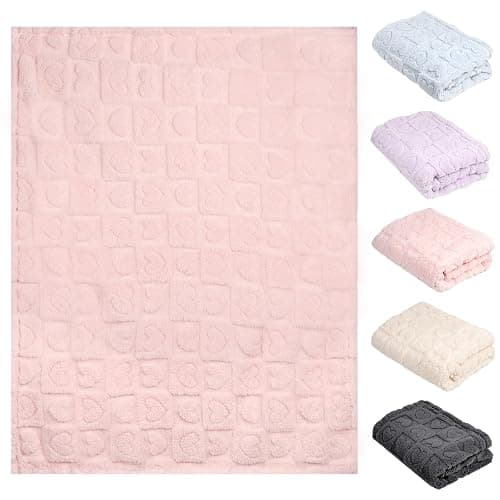 5 Pcs Baby Blanket Heart Checkered Ultra Soft Gift-Ready Plush for Newborns, Nursery & Stroller 30"x40" Beige Gray Blue Purple Light Pink thumbnail 3
