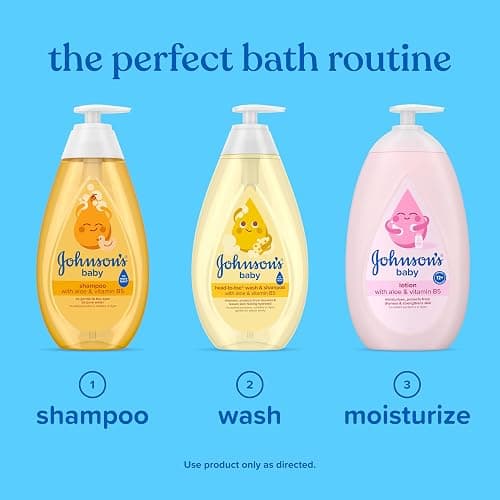 Johnson's Baby Head-To-Toe 2 in 1 Tear Free Wash & Shampoo with Aloe Vera and Vitamin B5, Safe and Gentle for Newborns and Delicate Skin, Hypoallergenic and pH Balanced, 27.1 Fl Oz thumbnail 7