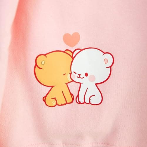 Milkmochabear Official Smooch and Snuggle Pink Black Fleece Hoodie Unisex Drop-Shoulder Milk Mocha Screen Print Embroidered thumbnail 6