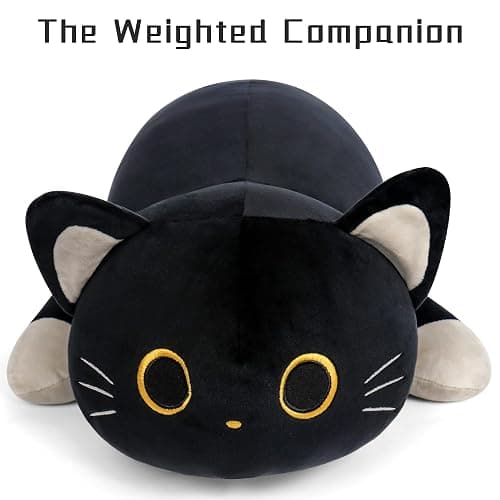Wepop 24" Black Cat Plush Weighted Stuffed Animals, 4.2lbs Weighted Black Cat Pillow Giant Cat Stuffed Animal Cuddle Plushies Gift for Kids Adults thumbnail 5