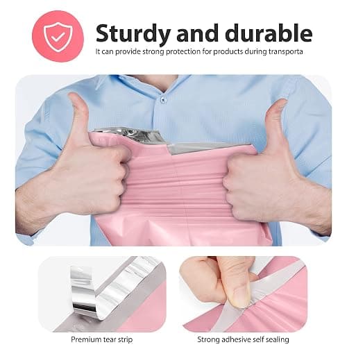 Fuxury Poly Mailers 12x15.5Inch 50 Pcs, Heavy Duty Shipping Bags for Clothing, Strong Adhesive Shipping Envelopes for Small Business, Self Seal Mailers Poly Bags Mailing Envelopes,Light Pink thumbnail 5