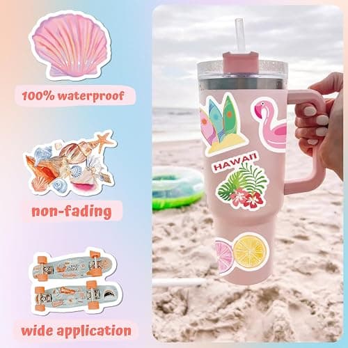 Preppy Stickers | 100 PCS | Cute Vinyl Waterproof Stickers for Laptop,Guitar,Motorcycle,Bike,Skateboard,Luggage,Phone,Hydro Flask, Gift for Adult Teens thumbnail 5