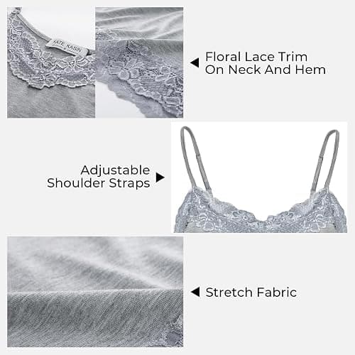 Kate Kasin Women's Adjustable Spaghetti Strap Lace Trim Cami Tunic Tank Top 3PACK thumbnail 4
