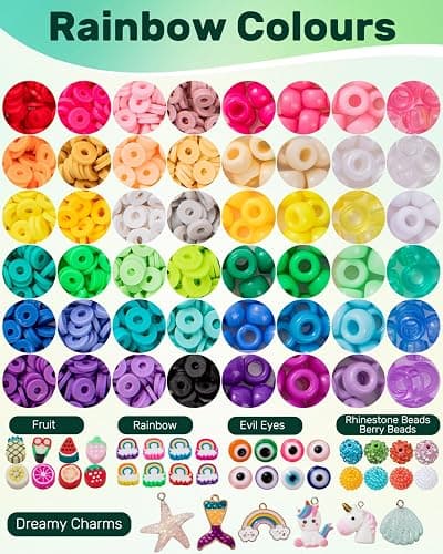 Taybonds Friendship Bracelet Making Kit for Girls Age 6+, 3 Boxes Jewelry Making Kit with Polymer Clay Charms, Clay, Pony, Letter Beads, Pearls, Unicorn Mermaid Rainbow Pendants, Craft Supplies Gift thumbnail 2