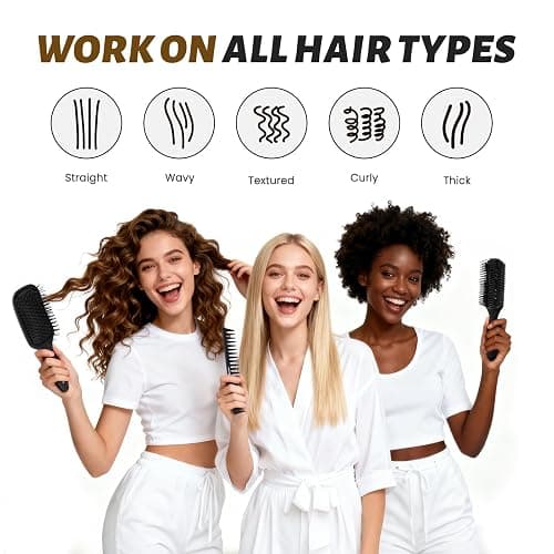 Balon Hair Brush for Women and Men, 4Pcs Paddle Brush Detangling Brush Hair Comb Set for Long Thick Thin Curly Hair, Hairbrush Great On Wet or Dry, No More Tangle thumbnail 8
