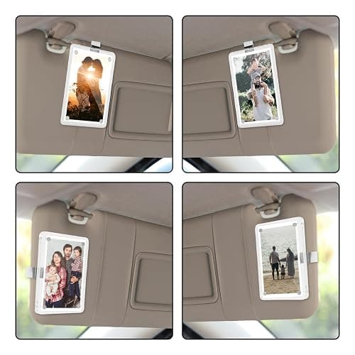 Tinoaly 2pcs Car Sun Visor Photo Holders, Acrylic Magnetic Design Photo Car Visor Clip Car Sun Picture Frame Car Photo Display Accessories for Most Car Visors(Transparent) thumbnail 5