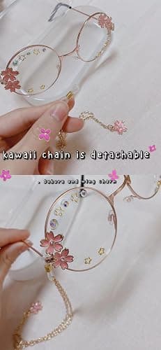Kawaii Sakura Glasses With Chain - Cute Cosplay Accessories, Glass Case Included thumbnail 3