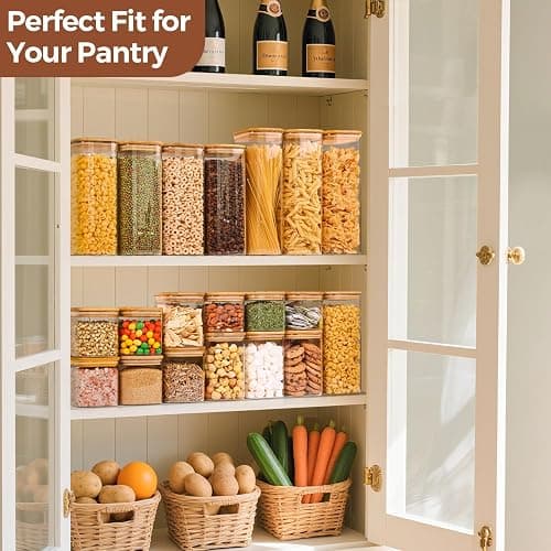 ComSaf Airtight Glass Storage Canister with Lids (0.7Qt/1.2Qt/1.6Qt) Set of 6, Food Storage Container Kitchen Pantry Storage Jar, Glass Jars for Flour Cereal Sugar Tea Coffee Beans Snacks, Square thumbnail 6