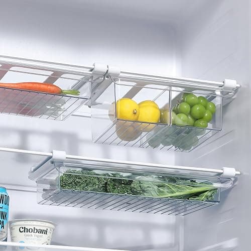 Fridge Drawer Organizer, 2" Height x 8.66" Width, Shallow | Small and Shallow, for Deli Meat and Cheese, Under Shelf Storage Bin, Space Saving Refrigerator Organizer thumbnail 5