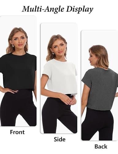 Dalavch 6 Pack Women's Crop Top Short Sleeve Athletic Workout Yoga Running Gym Casual Tees T-Shirts Loose Fit thumbnail 5