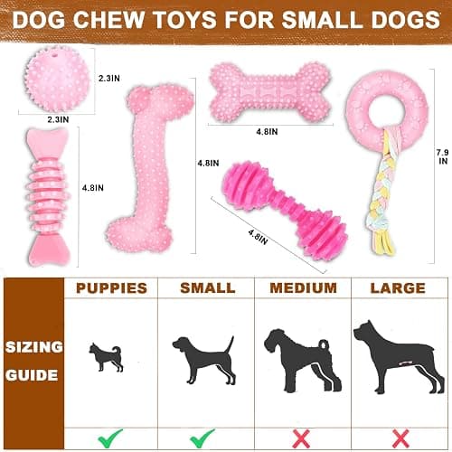 CGBD Puppy Toys, 6 Pack Dog Chew Toys for Puppy, Cute Pink Small Dog Toys, Teething Toys for Puppies, Soft Durable Interactive Chew Toy for Small Dogs thumbnail 5