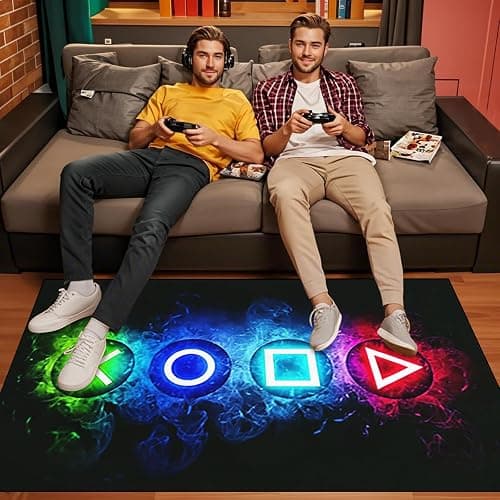 Games Area Rugs, Gamer Rug for Boy Cool Player Room Decor, Gaming Carpets for Boys Teens, Child Play Soft Floor Mat for Dining Living Room Sofa, Video Game Decor Decorate Doormats Black thumbnail 5