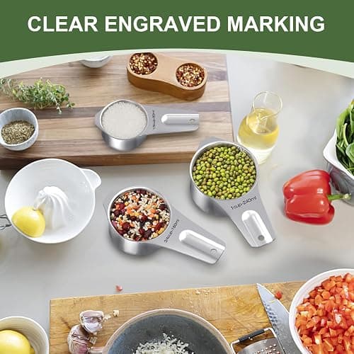 Measuring Cups and Spoons Set, 7 Stainless Steel Nesting Measuring Cups & 7 Spoons, 5 Mini Measuring Spoons & 2 Detachable Rings, Kitchen Gadgets for Cooking & Baking, Set of 21 thumbnail 6