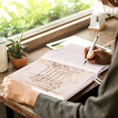 Lanpn Reading Journal Book Journal for Book Lovers Readers - Linen Hardcover Reading Log Book with 52 Book Reviews - Book Tracker Journal Reading Notebook Bookish Gifts, 9.3"x7.7", 158 Pages (Beige) thumbnail 6