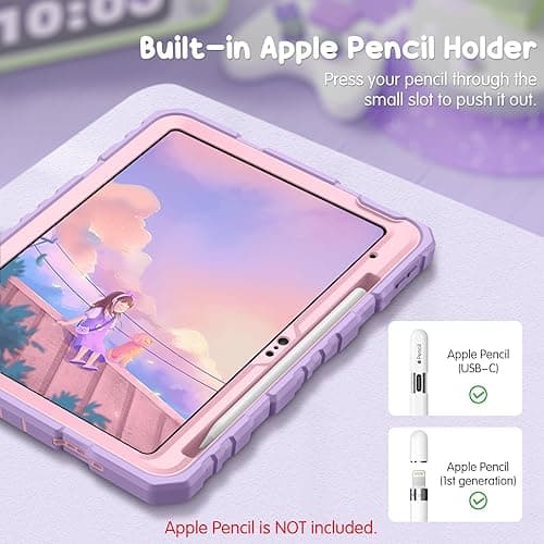 Fintie Kids Friendly Case for iPad (A16) 11th Generation 11 Inch (2025), iPad 10th Generation 10.9 Inch (2022), Fully-Body Rugged Heavy Duty Shockproof Protective Case with Kickstand, Purple thumbnail 7