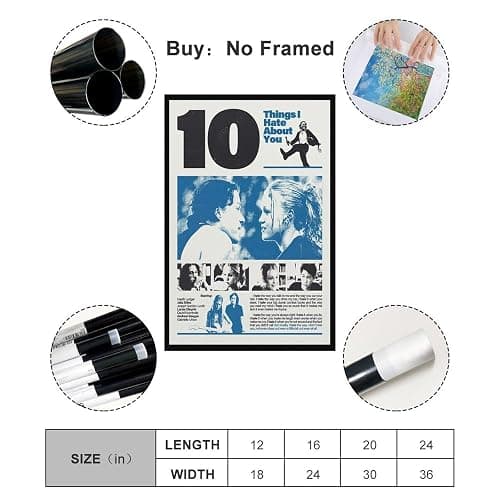 NIBXEPDF 10 Things I Hate About You Poster Vintage Movie Posters Posters for Room Aesthetic Posters for Bedroom Canvas Art Poster And Wall Art Posters for Room 24x36inch(60x90cm) Unframe-style-7 thumbnail 2