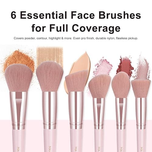 MAANGE 30Pcs Professional Makeup Brush Set with Case – Premium Synthetic Brushes for Foundation, Powder, Blush, Eyeshadow & Blending,Pink thumbnail 3
