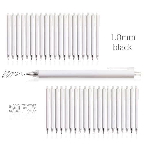 CRYLLIS Pens Bulk, 50Pack Ballpoint Pens for Black Ink Pens,Smooth Writing,No Smear Pens,Office Supplies, Back to School Gifts,Gifts for School Teacher & Mother's Day,1.0mm(White) thumbnail 4