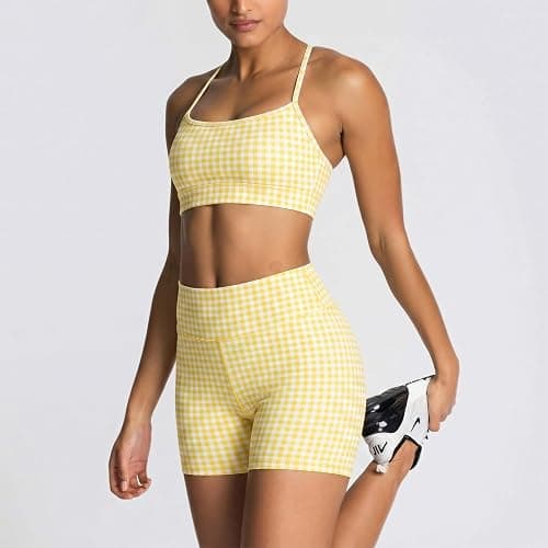 2 Pieces Workout Sets for Women Yoga Pilates Outfits Gym Matching Sets | Sports Bra High Waisted Shorts Two Piece Sets Matching Workout Sets, Yoga Active Wear Outfits thumbnail 4