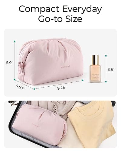BAGSMART Makeup Bag Travel Makeup Bag, Cute Make Up Bag, Large Capacity Cosmetic Bags for Women, Wide-open Makeup Pouch Travel Essentials Toiletries Accessories Brushes (Black) thumbnail 6