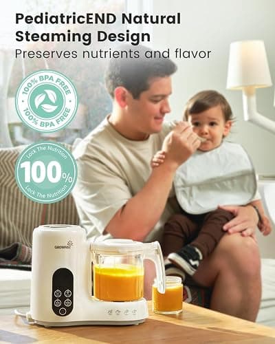 GROWNSY Baby Food Maker with Steam Basket, One Step Baby Food Processor Steamer Puree Blender Grinder Mills Machine, Auto Cooking Grinding and Sterili-zing for Healthy Homemade Baby Food, BPA-Free thumbnail 9