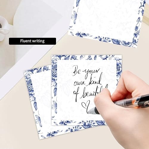 AHYUEJGDT Sticky Notes 3x3 Inch, 2 Pack Cute Pads, 50 Sheets Pad, Self-Stick Notepads for Office, School, Home, Easy Peel & Strong Adhesive Blue Floral Sketch thumbnail 4