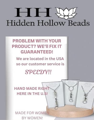 Hidden Hollow Beads Chunky Women's Beaded Lanyard, 34" Made in USA, ID Card Badge Holder Teacher Nurse Keys Keychain Cruise thumbnail 2