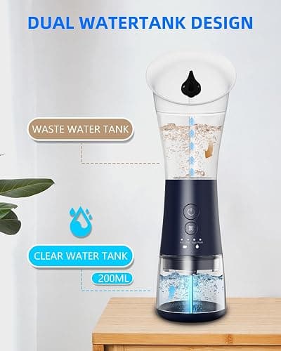Outils Nettoyage Oreilles, VINIPO Nettoyeur d’Oreilles Électrique Rechargeable - Kit de Soin avec 4 Modes de Lavage, Double Réservoir d’Eau et Bac de Récupération des Déchets (Bleu) thumbnail 2