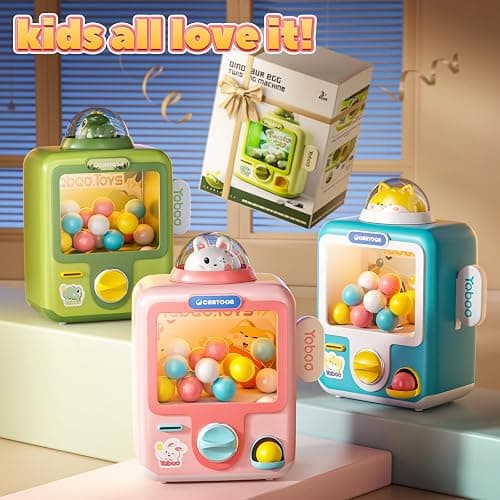Skirfy Vending Machine Kids Toys Mini Claw Machine 12 Erasers Operated Gumball Prize Machine Maker Arcade Game Claw Machine Game Sensory Toys Dolls Gifts（Pink） - Pink thumbnail 6
