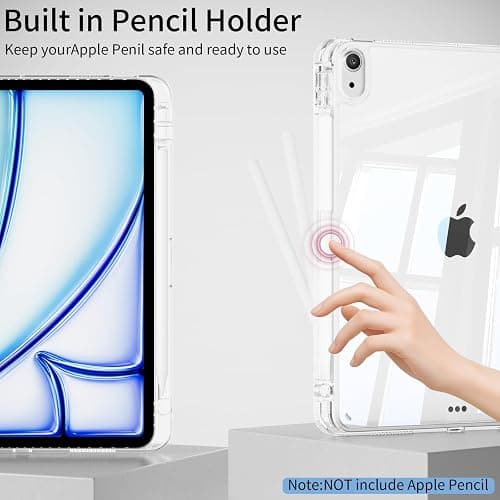 ipad 11/10th generation case (white/clear) with a apple pencil holder thumbnail 7