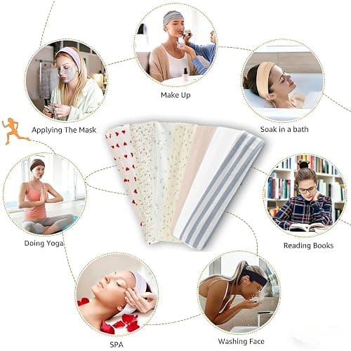 wawou 7 Pack Fashion Women Headbands for Short Hair Non Slip Elastic Floral Hairbands, for Yoga, Sports, Face Washing & Daily Wear Heart Headband thumbnail 6
