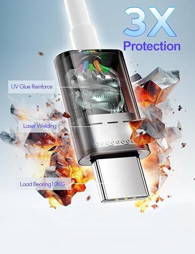 JIUWFOX USB C to USB C Cable, (3Pack, 3/6/10FT) for iPhone 17 16 15 Charger Cord, 60W C to C Cable Fast Charging for iPhone Air, 16/17 Pro, 16/17 Pro Max,16/15 Plus, iPad 10th Gen, iPad mini 7 thumbnail 5