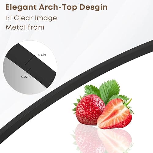 ZIHUASHENG 64"x21" Inch Full Length Mirror with Stand, Arched Aluminum Frame Wall Mirror & Freestanding Hanging Mounted Mirrors, Tempered Glass Full Body Mirrors for Bedroom, Living Room Decor,Black thumbnail 3