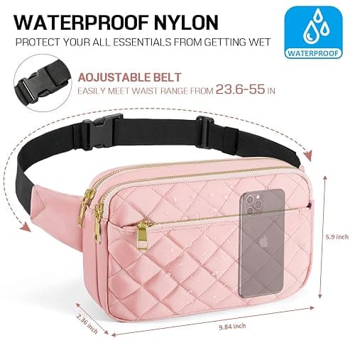 CXWMZY Fashion Fanny Packs for Women & Men, Girls Boys Teens Waist Bag Hip Bum Bag Cute Fanny Pack Casual Bum Bag with Multi-Pockets Adjustable Belts for Disney Traveling Cycling Running (Pink) thumbnail 2