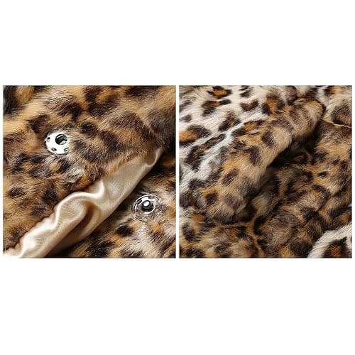 Bellivera Womens Leopard Print Fleece Coat, Spring and Winter Fashion Fuzzy Jacket Faux Fur Fluffy Cardigan Overcoat thumbnail 6