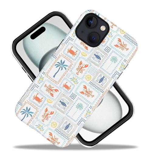 Case for iPhone 15,Fits Frosted Case Design for Girl Women,Coastal Fish Summer Cute Stamp thumbnail 2
