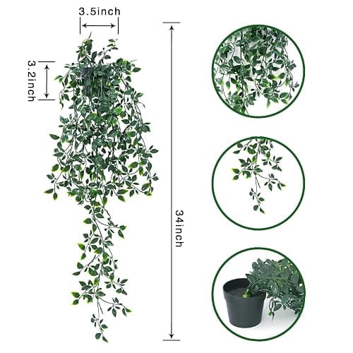 Freyalife 2pcs Fake Hanging Plants for Room Decor,Artificial Potted Plants Eucalyptus for Aesthetic Vintage Boho Home Office Living Bedroom Wall Patio Bathroom Bookshelf Christmas Indoor Outdoor Decor thumbnail 3