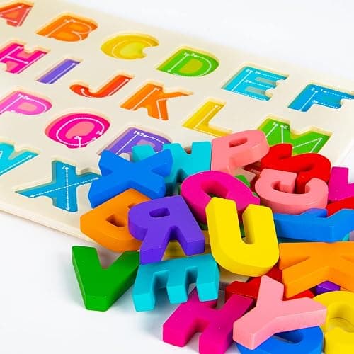 Alphabet Puzzle Wooden Puzzles for Toddlers 3 4 5 Year Old, ABC Puzzle Shape Alphabet Learning Puzzles Toys with Puzzle Board & Letter Blocks, Preschool Educational for Girls Boys thumbnail 6