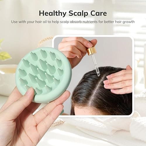 Sndyi Silicone Scalp Massager Shampoo Brush, Scalp Brush for Hair Growth and Head Massage, Scalp Scrubber/Exfoliator for Dandruff Removal, Silicone Hair Scalp Massager, Wet & Dry Use, Fir Green thumbnail 4