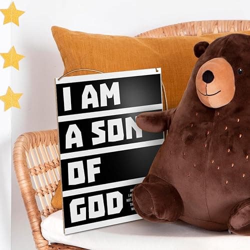 UDNADKEX Boy Room Wall Sign Hanging Decor, I Am a Son of God, Christian Nursery Boy Bedroom Teen Room Playroom Scripture Wooden Decor Nursery Bible Verse Decoration thumbnail 5