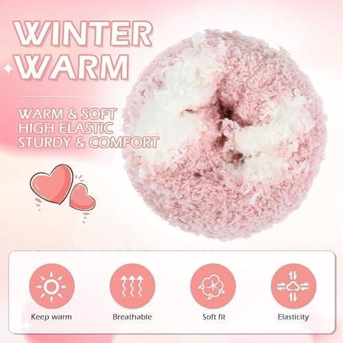 Abeillo 3 Paar Kuschelsocken Damen,Flauschige Socken aus Korallenfleece,Wintersocken Warme Elastizität Schlafsocken,Haussocken für Winter,Weihnachten(Herz-Muster) thumbnail 5