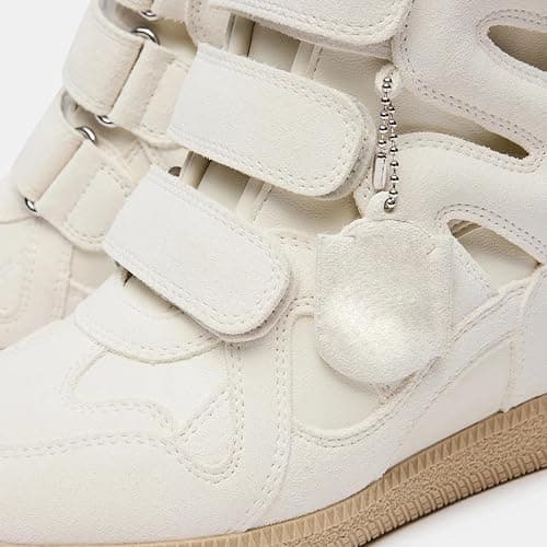 Dsevht Hidden Wedge Sneakers for Women High Top Fashion Sneaker Suede High Heel Platform Tennis Triple Strappy Band Casual Vintage Dressy Comfy Campus Trendy Retro Sneaker thumbnail 5