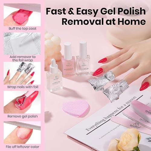 Beetles Gel Polish Remover Kit Nail Care Kit Nail Prep Set Cuticle Oil Cuticle Remover Nails Strengthener 14pcs Manicure Tools Glass Files Removal Foil Wraps Cuticles Trimmer Pushers Gift for Women thumbnail 4