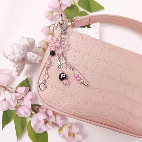 cioatu Y2K Aesthetic Keychains for Women Cute Flowers Star Cake Jellyfish Keychins Charms Kawaii Bag Purse Decor thumbnail 5