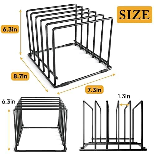 WUGEUSCH Kitchen Pan Organizer and Pot Rack, 5-Slot Steel Holder for Thin Pans, Baking Trays, and Cutting Boards - Space-Saving Storage thumbnail 2