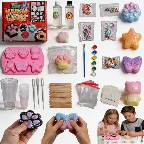 Generisch Flüssigsilikon für Katzenpfote Squishy Selber Machen Bastelset für Kinder Erwachsene, 1: 1 Verhältnis Gemischt Superweiches Silikongummi, DIY Stressabbau Sensorik Spielzeug (Rosa) - Image 1