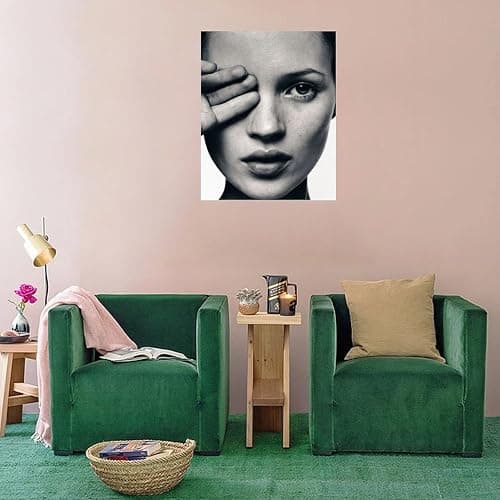 British Model Kate Moss Vintage Black And White Portrait Poster (2) Bedroom Office Room Printed Canvas Poster Wall Art Decoration Painting Aesthetic Poster Unframe-style 16x20inch(40x50cm) thumbnail 4