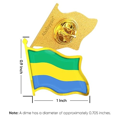 Gabon Flag Lapel Pin - Enamel Metal National Badge | World Travel Souvenir Gifts for Men & Women | Country Flag Patriotic Brooch Bulk Pack of Pins for Hat, Tie, Clothes, Backpack (1pc) thumbnail 2