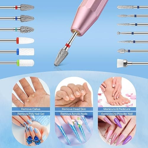 MAQUITA 13 Nagelfräser Aufsätze, 3 Stück Wolframkarbid Nagelfräser Bits + 3 Stück Keramik Nagelfräser Bits Professioneller Fräser Bits Entfernen Gel Acryl Nagelhaut thumbnail 6