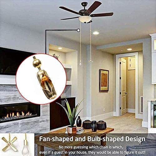 Akahttbn Ceiling Fan Pull Chain Ornaments Extension Chains with Decorative Light Bulb and Fan Cord 13.6 Inches Fan Pull Chain Set For Ceiling Light Lamp Chain (Gold) thumbnail 5